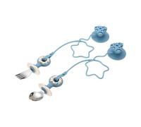 Baby First Utensils Set di cucchiai corti forchetta per lavastoviglie in acciaio inox sicuro con base basculante, ergonomico, cucchiaio da allenamento per mano piccola