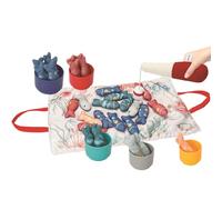 Baby Fishing-Gioco in tessuto in tessuto per l'apprendimento precoce, coordinazione occhio-mano con tazze di impilamento, interazione genitore-figlio per la classe prescolare, cotone colorato, diverti