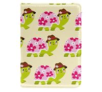 Baby Flower Turtle con cappello passaporto clip portafoglio titolare in pelle PU 4 x 5,5 pollici per viaggiatori, multicolore, 10 x 14 cm/4 x 5,5 pollici, multicolore, 10x14cm/4x5.5 in