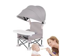 Baby Folding Chair, Toddler Dining Seat, Portable Feeding Tray, Foldable Design, Built-In Canopy, Safety Harness, Easy Setup, Meals, Perfect for Camping, Beach, 14.96x12.2x14.57 inches