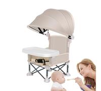 Baby Folding Dining Chair, Portable Toddler Feeding Seat, Compact High Chair with Tray and Adjustable Canopy, Lightweight Infant Booster for Outdoor Lawn Events, Beach Outings