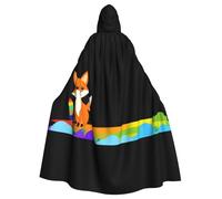 Baby Fox On The Rainbow Mantello con cappuccio per Halloween per uomini e donne: mantello leggero in poliestere con cappuccio, perfetto per cosplay, Halloween e feste in costume