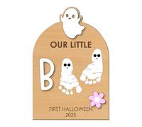Baby Fußabdruck-Set - Halloween Fuß- Oder Handabdruck Deko-Schild, Mit Stempelkissen Als Geschenkidee Für Geburt Weihnachten Familie Eltern