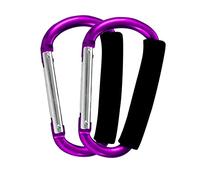 Baby - Ganci per passeggino, 2 pezzi, con moschettone, organizer per appendere borse, borse per pannolini, borse della spesa. Clip per sistemi da viaggio singolo/doppio, seggiolini auto e jogger