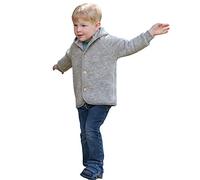 Engel Baby - Giacca con cappuccio per bambini, in pile di lana Grigio chiaro melange 62-68