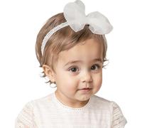 Baby Girl Headbands, Cute Soft Baby Girl Bows White Lace Knot Headbands for Newborn Infants Toddlers Kids, Fits 3-12 Months