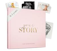 Baby Girl Memory Book - Diario rosa cipria per bambini dalla nascita ai 5 anni | Ricordo con copertina in tessuto lamina d'oro | Tracciatore di pietre miliari, pagine fotografiche, baby shower ragazze