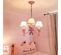 Baby Girl Nursery Fabric Shade 3 Pink Chandelier Princess Bedroom Bow Decor Vintage Ceiling Pendant Light Sputnik Farmhouse Hanging Lamp for Room