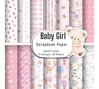 Baby Girl Pattern Scrapbook Paper Pack: 24 Sheets, Double-Sided, Decorative Craft Pads for DIY Background Card Making Scrapbooking
