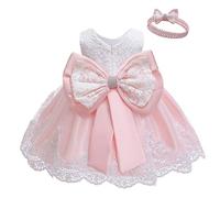 Baby Girls Lace Dress Bowknot Flower Dresses Wedding Pageant Battesimo Battesimo Tutu Gown