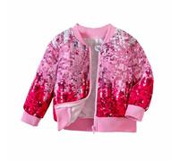 Baby Girls Sequin Jacket Fall Winter Zip Up Coat Toddler Print Long Sleeve Warm Outerwear Kids Windproof Classic Outwear Clothing D-385