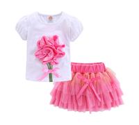 Baby Girls' Summer Cotton 2 Piece Set Cute Girls 3D Flower Lace Bow T (Vinyl LP)