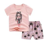 Baby Girls' Summer Cotton 2 Piece Set Toddler Girl Cute Strawberry Print T Shirt + Shorts P10 18m