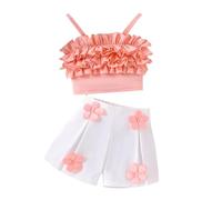 Baby Girls Sweet And Cute Spring and Autumn Suit New Top + Floral Shorts Two Pieces Mamas Girl Baby Abbigliamento, Colore: rosso, 4 anni