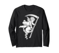 Baby Grim Reaper Skull Scythe Gothic Angel Cherubino Maglia a Manica