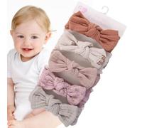 Baby Hair Bows Headbands, 7.1x1.4 Inch Elastic Knot Head Wraps, Soft and Stretchy Infant Hair Accessories for Kids, Daily Wear and Special Occasions, 5 Pieces, Cloth Material