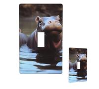 Baby Hippos Placca decorativa da parete 1-Gang Light Switch Cover Dimensioni standard 4.5 "x 7 cm" Placca di copertura interruttore elettrico