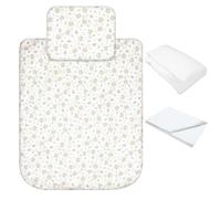 baby idea Babysanity Lenzuola Next To Me Compatibili 4 pezzi: Federa Cuscino, Piumino, Copripiumino, Lenzuolo Angoli per Culla Lettino Neonato - Chicco Kinderkraft Cam Brevi OEKO-TEX (Orsetto Beige)