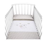 baby idea Babysanity Piumino Lettino Neonato Ricamato Completo Federa e Copripiumino e Lenzuolino con Angoli Sfoderabile Senza Paracolpi Lettino - Made in Italy- (Little Star Beige)
