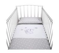 baby idea Babysanity Piumino Lettino Neonato Ricamato Completo Federa e Copripiumino e Lenzuolino con Angoli Sfoderabile Senza Paracolpi Lettino - Made in Italy- (Little Star Grigio)