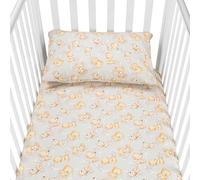 baby idea Babysanity Piumino Lettino Neonato Ricamato Completo Federa e Copripiumino e Lenzuolino con Angoli Sfoderabile Senza Paracolpi Lettino - Made in Italy- (Orsetto Beige)