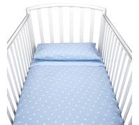 baby idea Babysanity Piumino Lettino Neonato Ricamato Completo Federa e Copripiumino e Lenzuolino con Angoli Sfoderabile Senza Paracolpi Lettino - Made in Italy- (Stellina Azzurro)