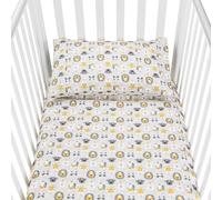 baby idea Babysanity Piumino Lettino Neonato Ricamato Completo Federa e Copripiumino e Lenzuolino con Angoli Sfoderabile Senza Paracolpi Lettino - Made in Italy- (Leoncino)