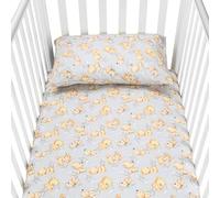 baby idea Babysanity Piumino Lettino Neonato Ricamato Completo Federa e Copripiumino e Lenzuolino con Angoli Sfoderabile Senza Paracolpi Lettino - Made in Italy- (Orsetto Grigio)