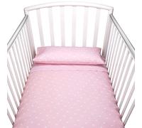 baby idea Babysanity Piumino Lettino Neonato Ricamato Completo Federa e Copripiumino e Lenzuolino con Angoli Sfoderabile Senza Paracolpi Lettino - Made in Italy- (Stellina Rosa)