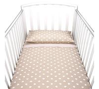 baby idea Babysanity Piumino Lettino Neonato Ricamato Completo Federa e Copripiumino e Lenzuolino con Angoli Sfoderabile Senza Paracolpi Lettino - Made in Italy- (Cuoricini Beige)