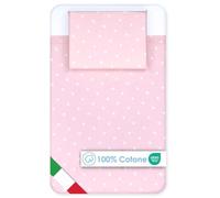 baby idea Lenzuola Next To Me 3 Pezzi Compatibili Culla Neonato 83x50 Lenzuola culla Fantasia + Sotto con Angoli + Federa Cuscino 100% Cotone Certificato Oeko Tex Made in Italy (Stellina Rosa 3 Pz)