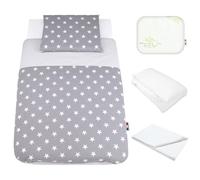 baby idea Lenzuola per Next To Me 50x83 cm 5 pezzi 100% Cotone: Cuscino Neonato Federa Cuscino Piumino Copripiumino Lenzuolo Angoli per Culla Lettino Neonato Chicco Kinderkraft Cam Brevi (Stella G)