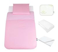 baby idea Lenzuola per Next To Me 50x83cm 5 pezzi 100% Cotone: Cuscino Neonato Federa Cuscino Piumino Copripiumino Lenzuolo Angoli per Culla Lettino Neonato Chicco Kinderkraft Cam Brevi (Pois Rosa)