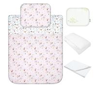 baby idea Lenzuola per Next To Me 50x83cm 5 pezzi 100% Cotone: Cuscino Neonato Federa Cuscino Piumino Copripiumino Lenzuolo Angoli per Culla Lettino Neonato Chicco Kinderkraft Cam Brevi (Fatina)
