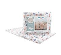 baby idea Materasso Lettino da Campeggio Sfoderabile Pieghevole Traspirante a Norma EN16890:2017 Federa100% Cotone Oeko-tex® Interno Certificato Certipur™ 60x120x4 OMAGGIO Borsa da Viaggio (Mare)