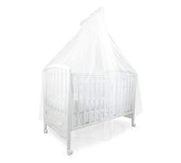 Baby Idea - Zanzariera Lettino Neonato con Supporto Asta con velo per Culla in Tulle Antistrappo Protezione Sicura da Zanzare, Insetti e Polvere Made In Italy (Bianca bordata in bianco)