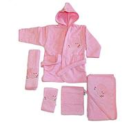 Baby In Spugna Set elefante rosa con cappuccio asciugamano accappatoio 5 pezzi 100% cotone