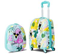 BABY JOY - Set di 2 passeggini per bambini, 16" Toddlers Carry-on Suitcase & 12", custodia da viaggio per bambini con 4 caster, manico retrattile, trolley leggero per ragazze, multicolore, m