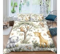Baby jungle animalscopripiumino ultra microfibra 3 Pezzi stampa 3D con cerniera Cartoon safari Set Di Copripiumino incluso federe per cuscini aiosa for bambini e adolescenti Single（140x200cm）