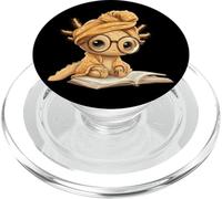 Baby Lizard Libro Aperto Lettura Rettile Grafica Ritratto Rotondo PopSockets PopGrip per MagSafe