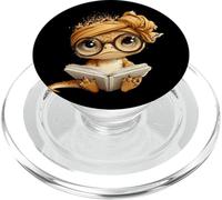 Baby Lizard Libro Aperto Lettura Rettile Grafica Ritratto Rotondo PopSockets PopGrip per MagSafe