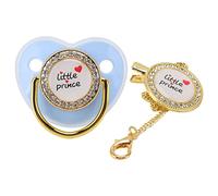 BABY Luxury Cucifier Premium BPA Silicone Silicone Solo più con rini Design a bling dorato per neonati di età compresa tra 6 e 18 mesi (Blu)