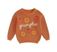 Baby Maglione Lavorato a Maglia di Halloween Maglia con Ricamo a Lettera/Ghost/Zucca per Bambino e Bambina Maglieria Autunno Maglione con Zucca di Halloween Il Mio Primo Maglione di Halloween
