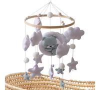 Baby Mobile - 17,72 pollici Decori per l'orso per il sonno rilassante, stimolazione visiva con movimento delicato, giocattolo per culla per camera da letto o bassina, legno in feltro, display appeso a