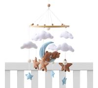 Baby Mobile, Baby Bassinet Hanging Decoration, 17.72x9.06 Inches, Felt Bear and Cloud Design, Soft Soothing Motion, Lightweight Crib Accessory for Nursery Cradle Stroller Diaper Station Bedroom