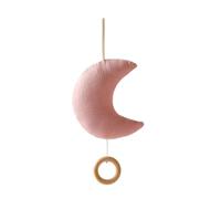 Baby Mobile - Carillon a vento con luna, realizzato a mano, in legno, all'uncinetto, per neonati, con ciondolo a forma di campana, da appendere al lettino, per ragazze, ragazzi