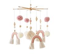 Baby mobile culla in legno con palle di feltro mobile campanelli del vento sonaglio fasciatoio asilo nido appeso campana letto per le ragazze e ragazzi (mobile rosa)