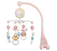 Baby Mobile Culla Musicale con Proiezione Di Stelle & Funzione Cronometraggio, Mobile Musical Culla Bambino con Telecomando, Giocattoli per Bambini (Rosa)