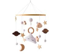 Baby Mobile Hanger | Wooden Moon Stars Crib Mobile - Wind Chime Nursery Mobiles, Crib Toys Nursery Decor, Crib Accessories, Bed Bell Pendant for Visual Stimulation