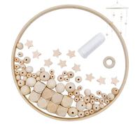 Baby Mobile per culla, set mobile per cucciolo di legno fai -da -te con anello di bambù, perle e filo di cotone per regali di arredamento per la scuola materna